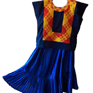 Huipil Azul Bordado Amarillo con Enagua Azul